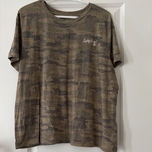 Lucky Brand Olive and Gray Camo Short Sleeve Tee